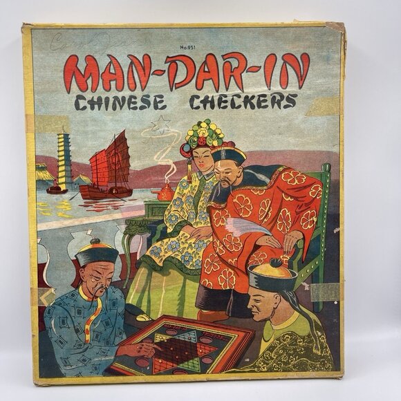 Vintage Other - Vintage Baldwin Mfg Man-Dar-In Chinese Checkers Marble Board Game 1940's USA VTG